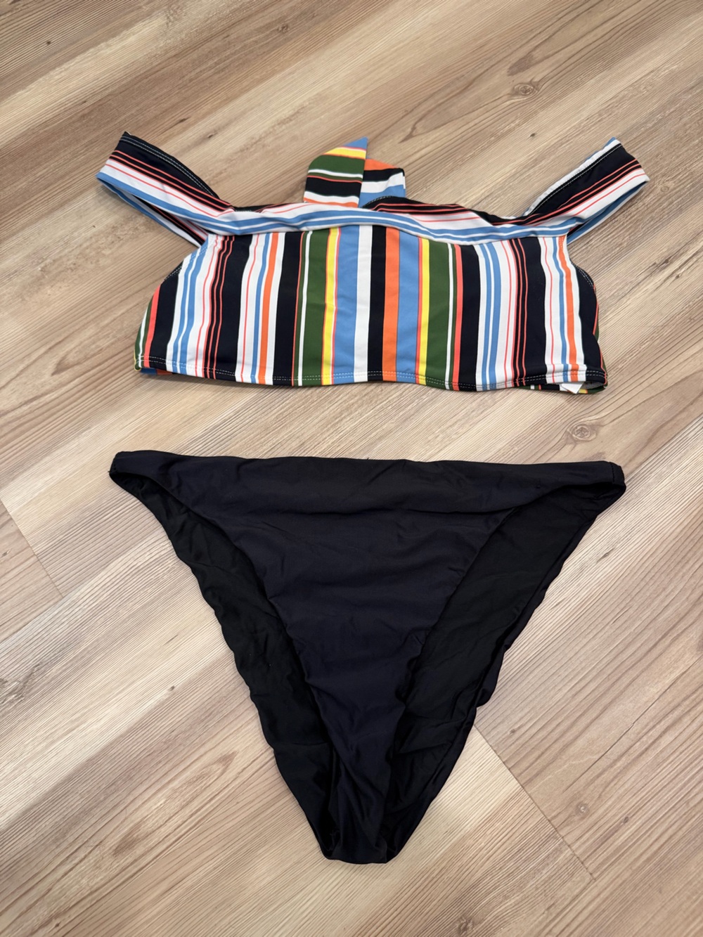 Anne Cole Striped Off The Shoulder Bikini Set-Size L